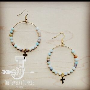 Gold and Multicolor Beaded Hoop Earrings